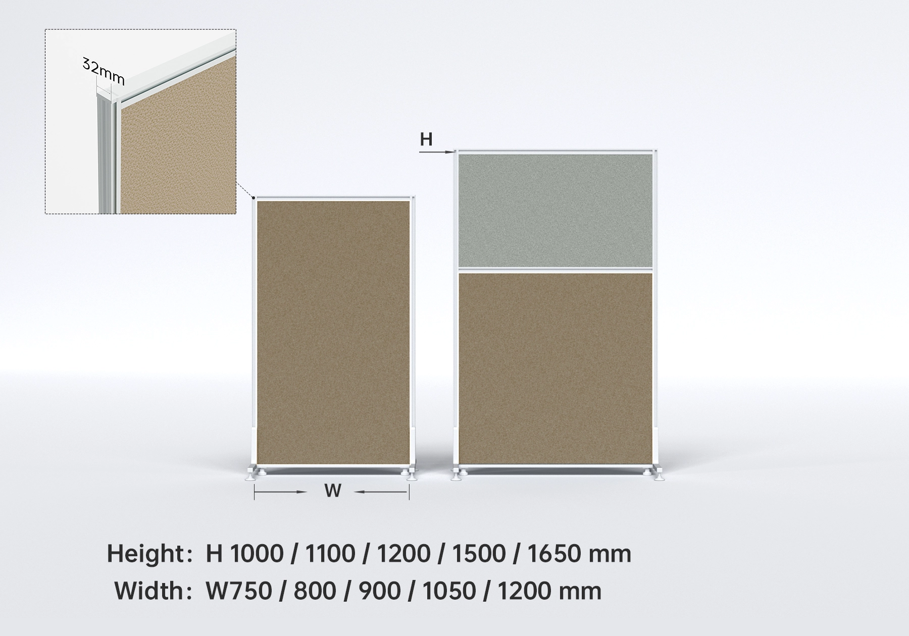 Office cubicle workstation_T3 freestanding panels_detail_1